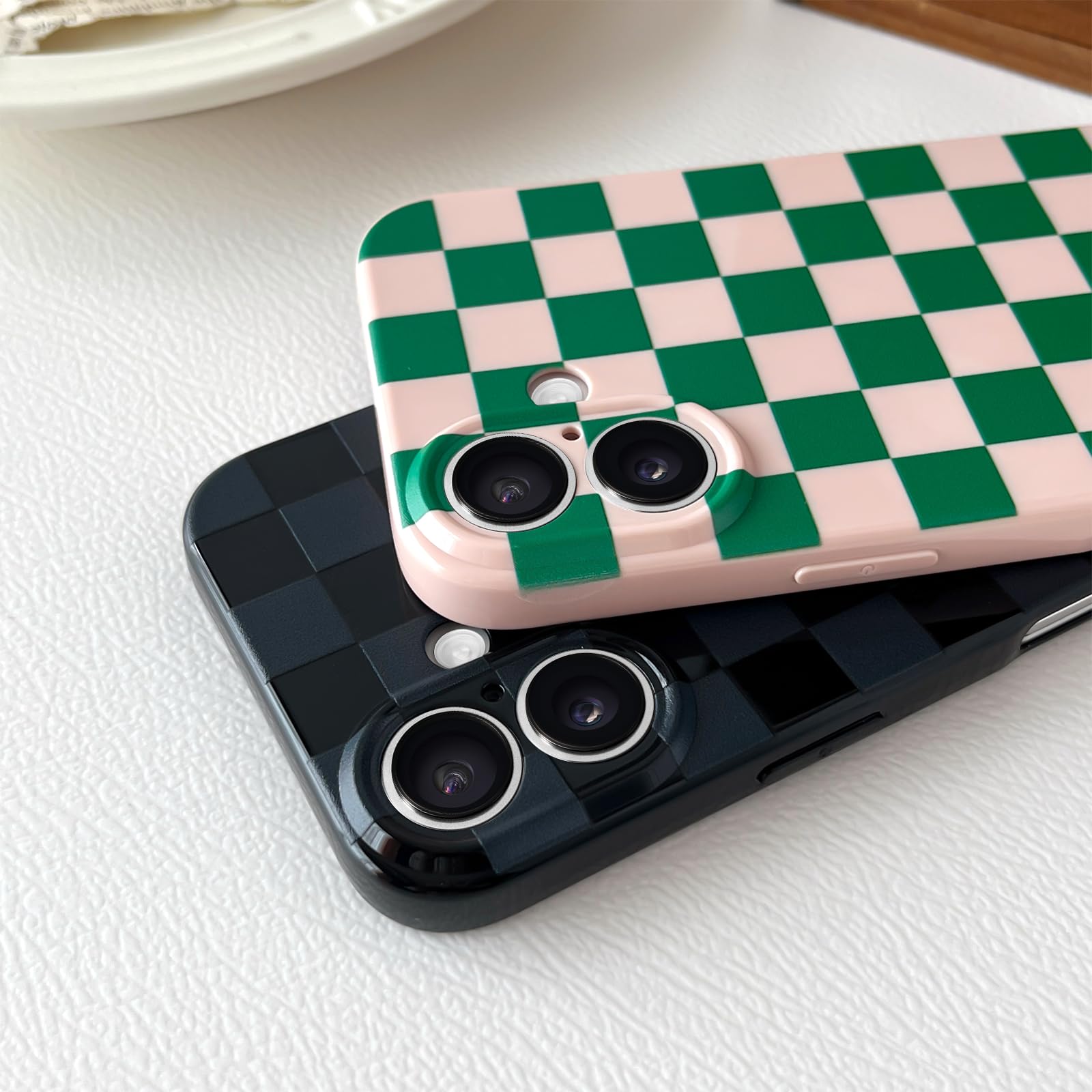SmoBea Handyhülle Für IPhone 16 – Schachbrett-Design, Weiches TPU Silikon, Kameraschutz & Stoßfest – Weiß