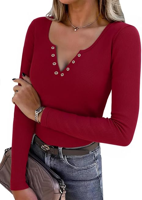 Camiseta Manga Larga Mujer Cuello V