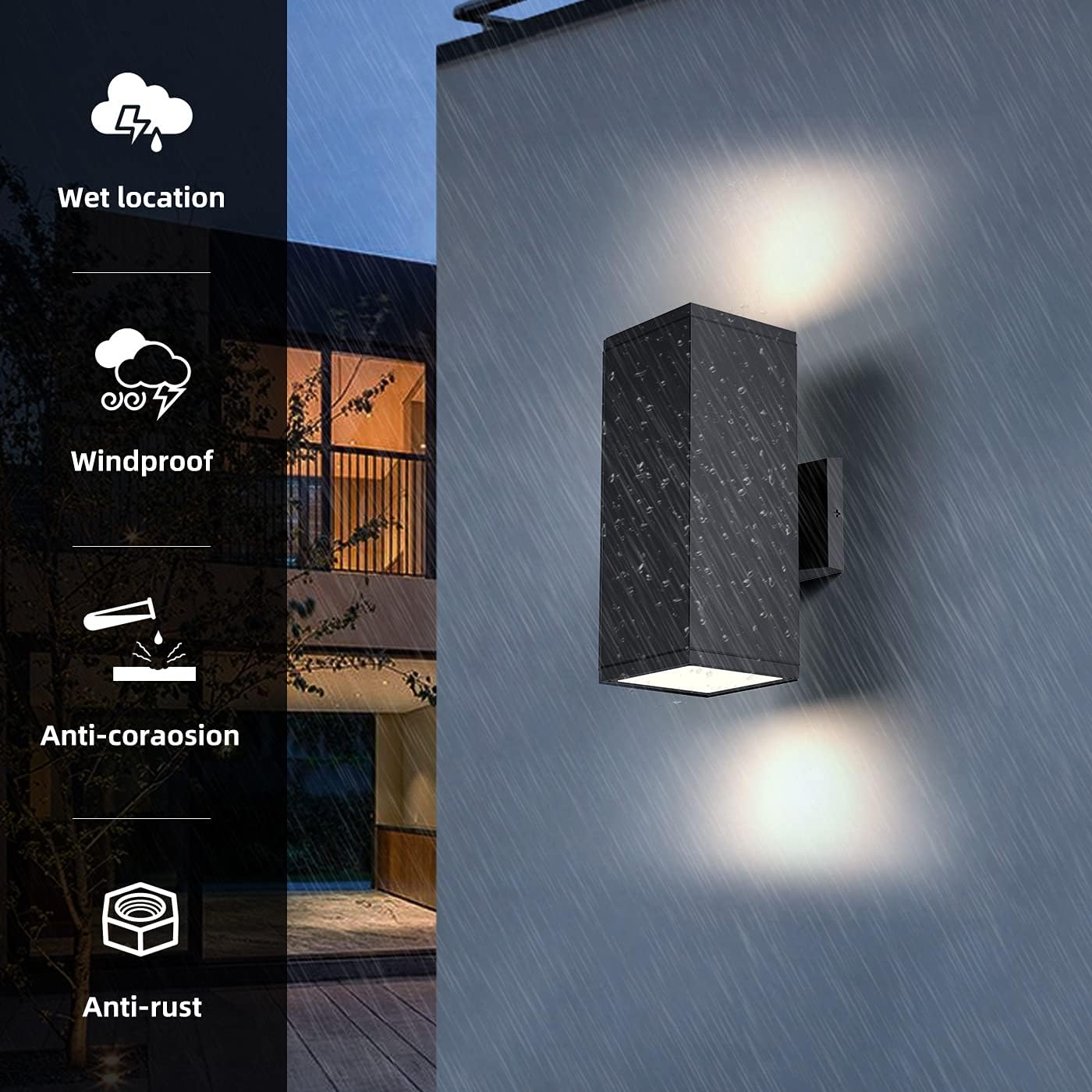 modern outdoor wall light fixture - aluminum exterior sconce, waterproof, wall mount for porch, house outside