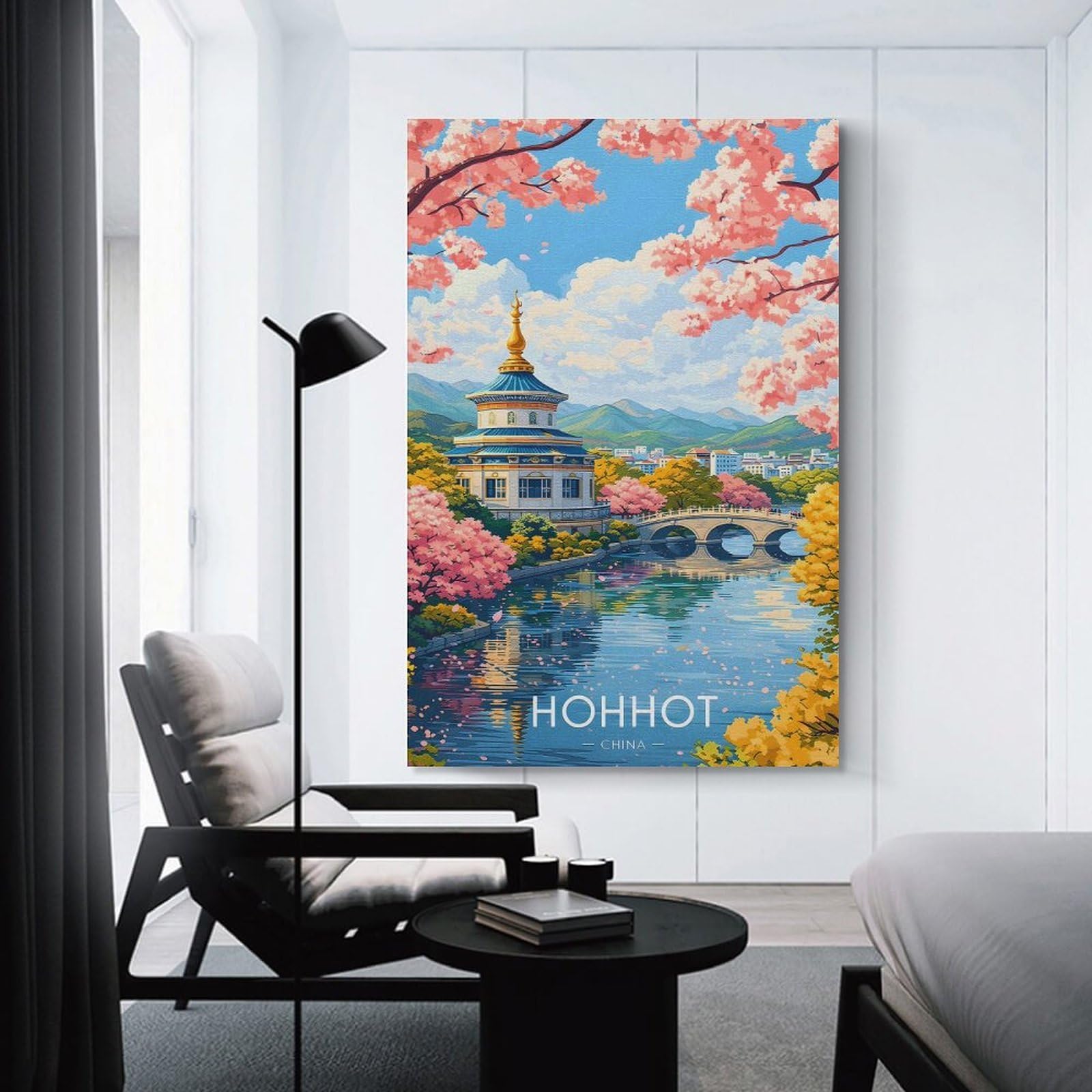 Junmoney Unframe-Style-11-1 Hohhot China Cherry Blossom Scenery Hanging Wall Art, 20X30inch(50X75cm), For Entrance Walls, Hall Decor Or Foyers, Wall Decor To Refresh Empty Corners