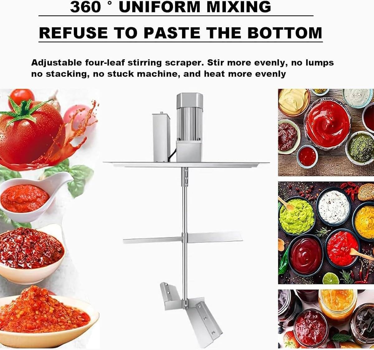 Mezclador de alimentos automático comercial, agitador de salsa de control inteligente para hacer mermelada, salsa y condimentos, varios tamaños para cocinar y mezclar eficientemente