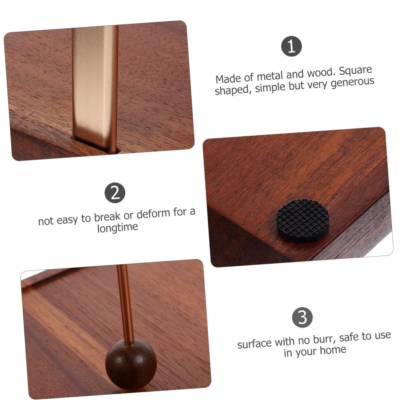 Gatuida Servilletero de Mesa Diseño Cuadrado Práctico y Elegante de Madera y Hierro Gran Capacidad para Cocina, Restaurante o Escritorio