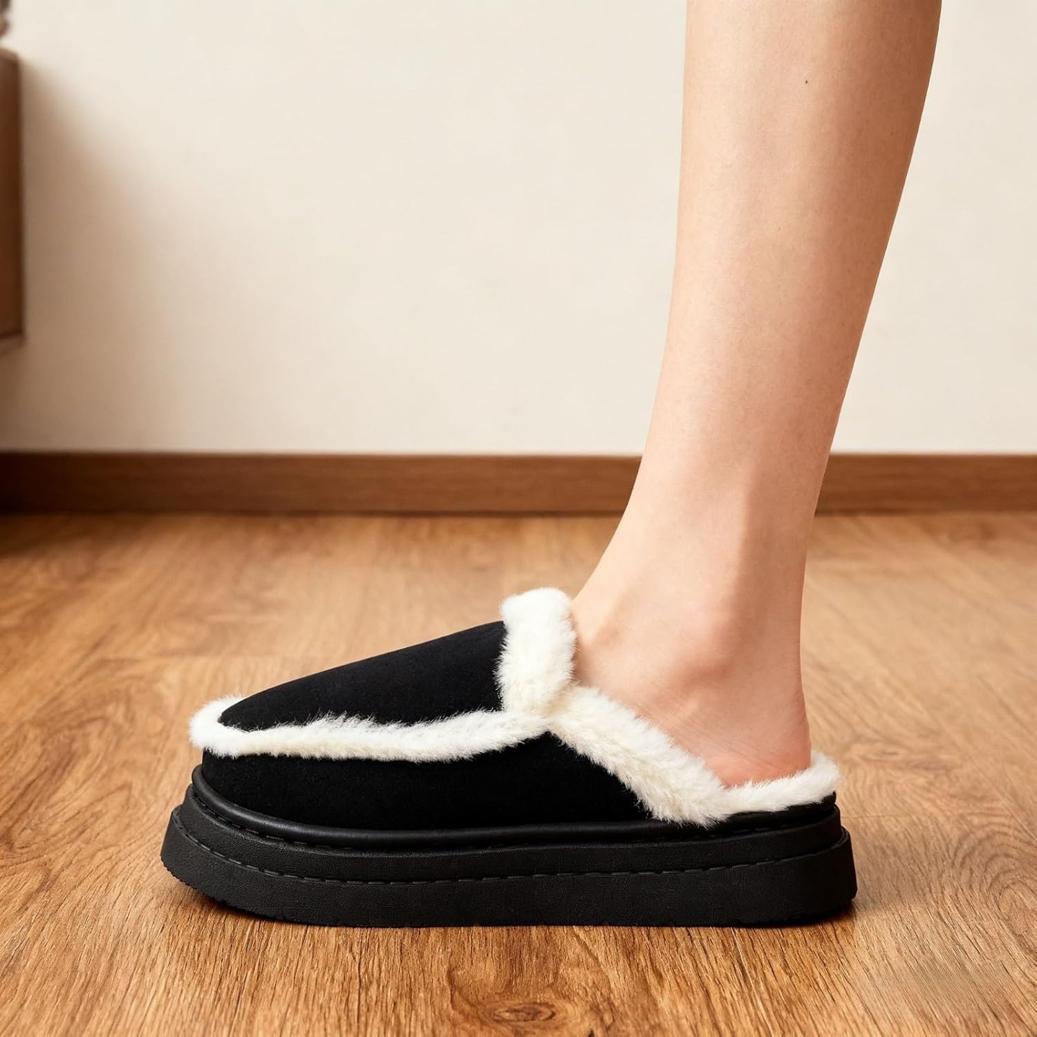 Fuzzy Slippers for Women and Men - Plush Lined Platform House Shoes with Anti-Slip Sole for Indoor Outdoor Comfort - Image 3
