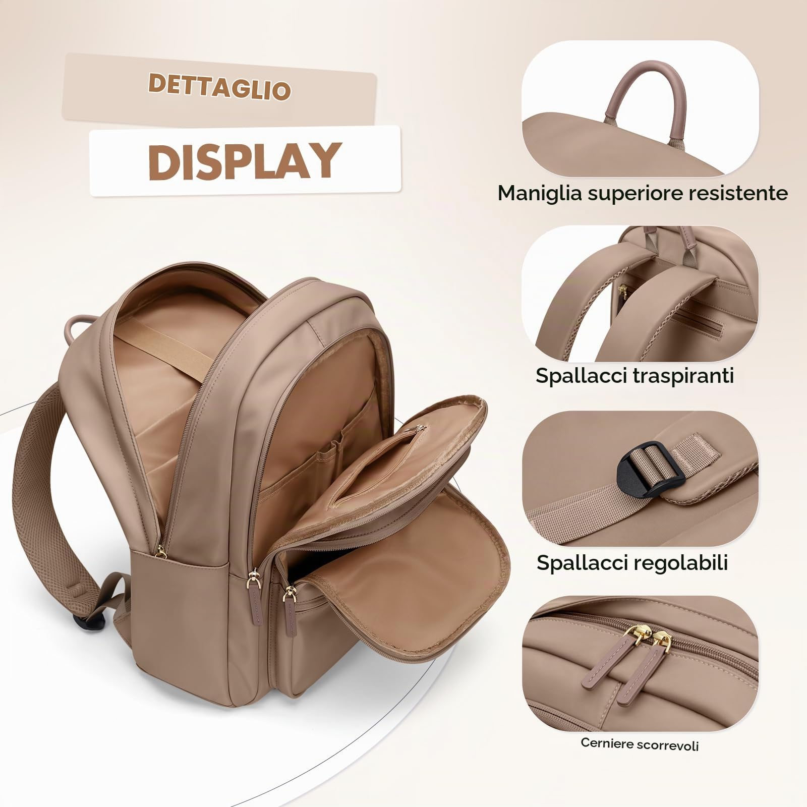 GOLF SUPAGS Grande Capacità Zaino per PC Portatile da 15.6 Pollici, Zaino da Viaggio Multifunzionale da Donna, Zaino per Lavoro Scuola