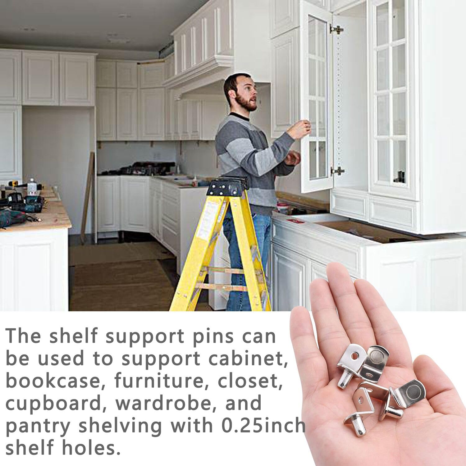 1/4 Inch Shelf Support Peg，Support Cabinet Shelf Pins，Shelf Bracket Pegs with Hole，L-Shaped Furniture Replacement Peg for Cabinets,Shelves,Wodrob — Amazon image 5