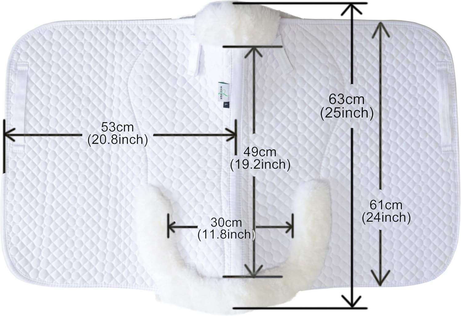 Woolous Dressage Saddle Pad, English Saddle Pad with Sheepskin Trim, Lambskin Wool Fleece Lining, Square Saddle Pad for Equestrian Riding, Comfortable & Shock Absorbing