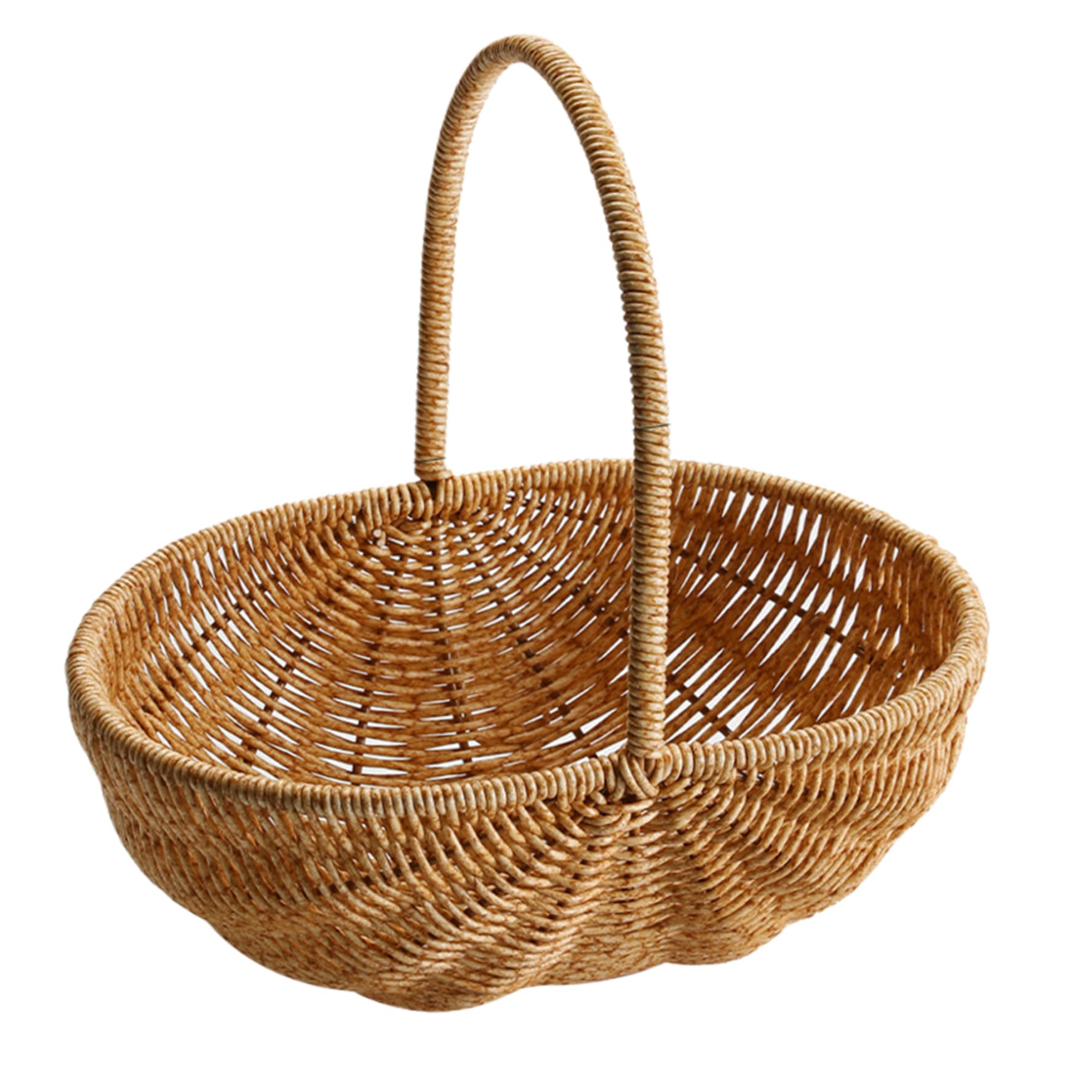 Ameble Medium, 11X8x11in Wicker Basket Rustic Woven Sturdy Reinforced Picnic Basket With Handle Interlocking Harvest For For Storage Picnics Easter 11X8x11in Medium Wicker, Woven, Harvest