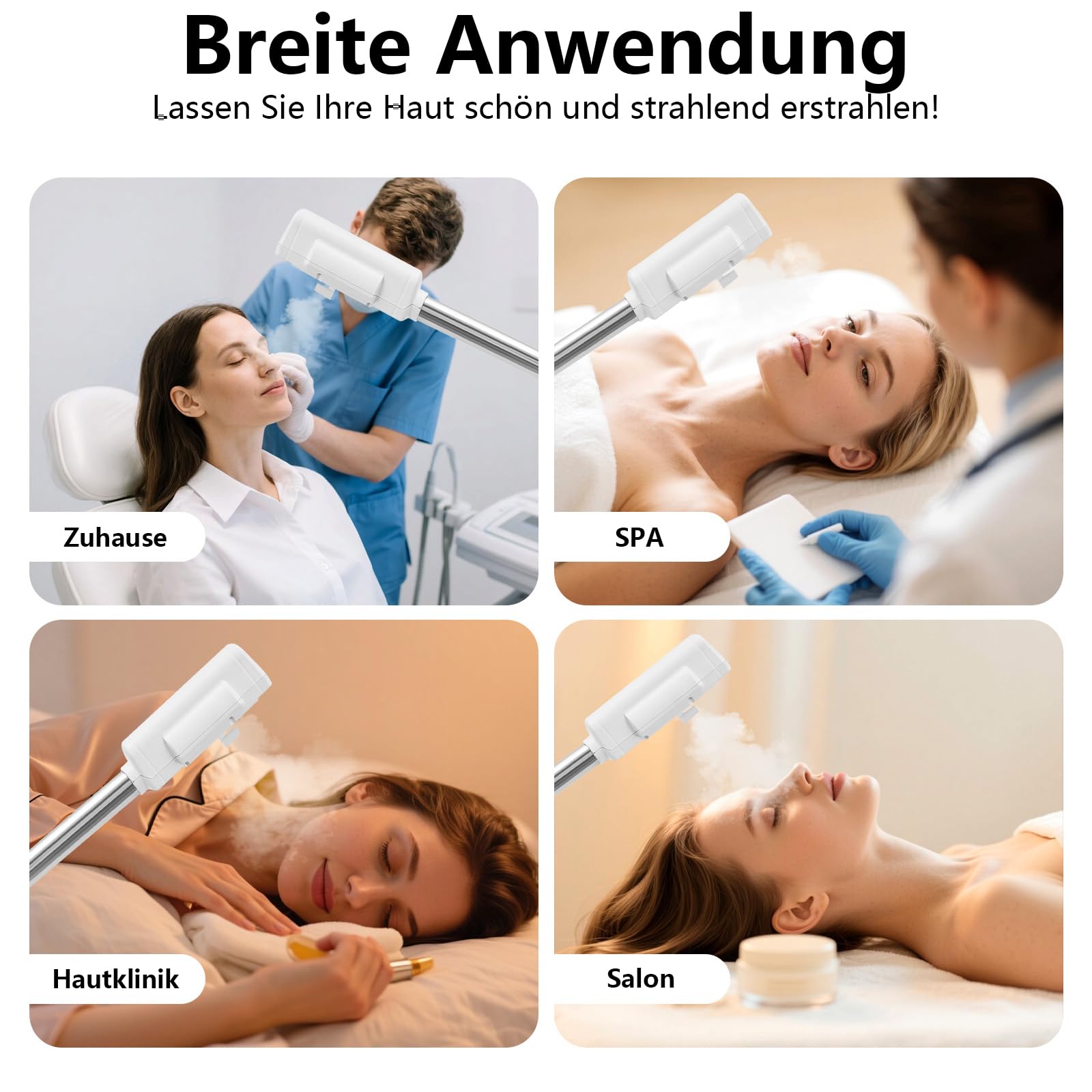 Gesichtsdampfer 360° Ozon Bedampfer Höhenverstellbar Porenreiniger Kosmetik Dampfgerät mit Timer und Heißer Sprühmodus Funktionen Gesichtssauna Verdampfe