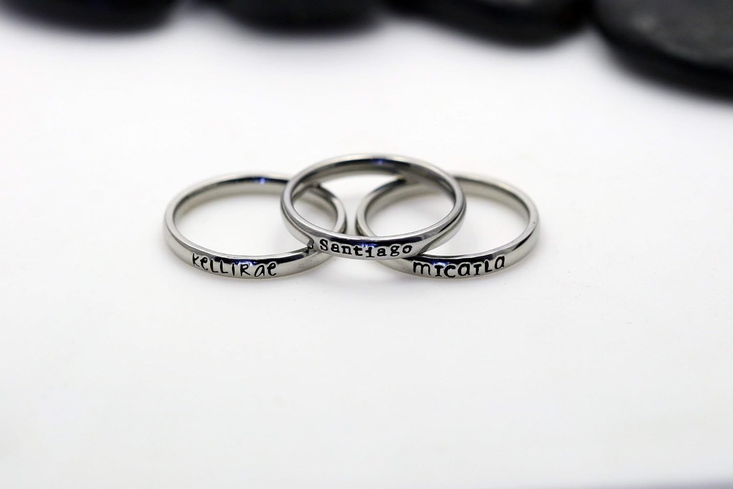 3mm *Shiny Finish* Stackable Stainless Steel Personalized Custom Stacking Name Ring(s)