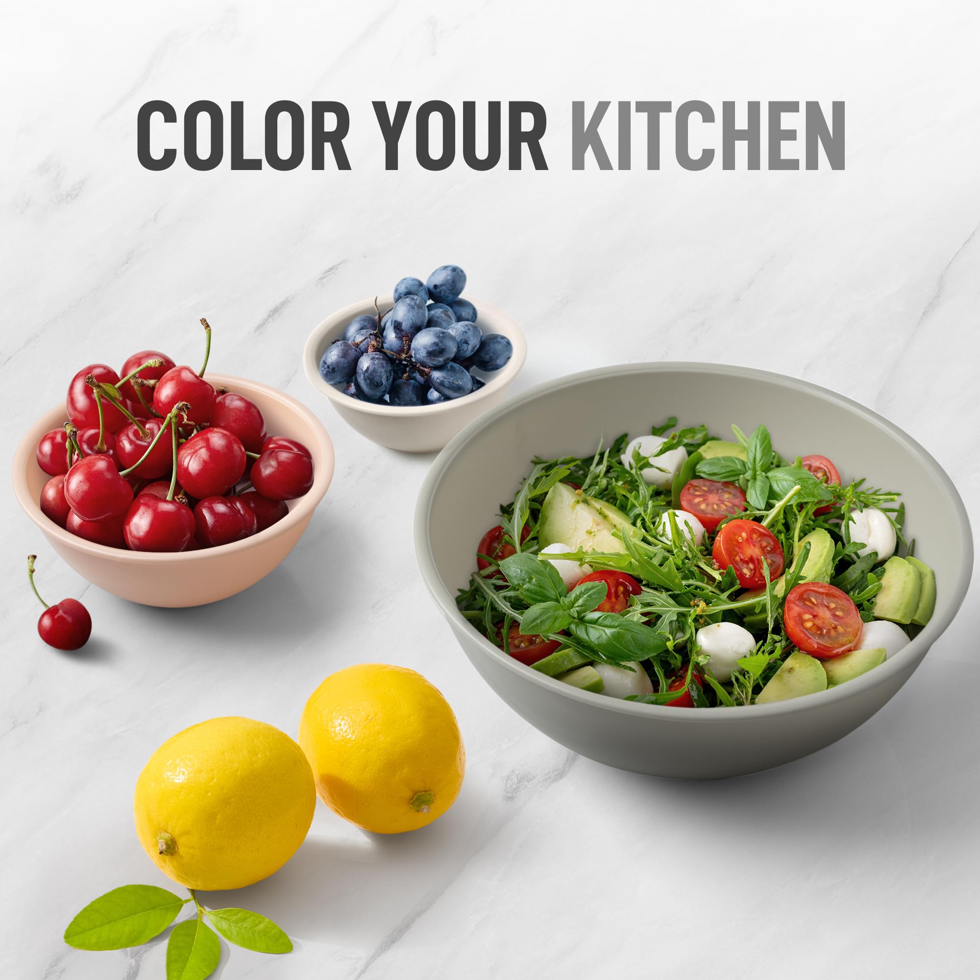 Zulay Kitchen Lot de 12 bols mélangeurs en plastique colorés avec couvercles, passent au micro-ondes et au congélateur (rose ombré)