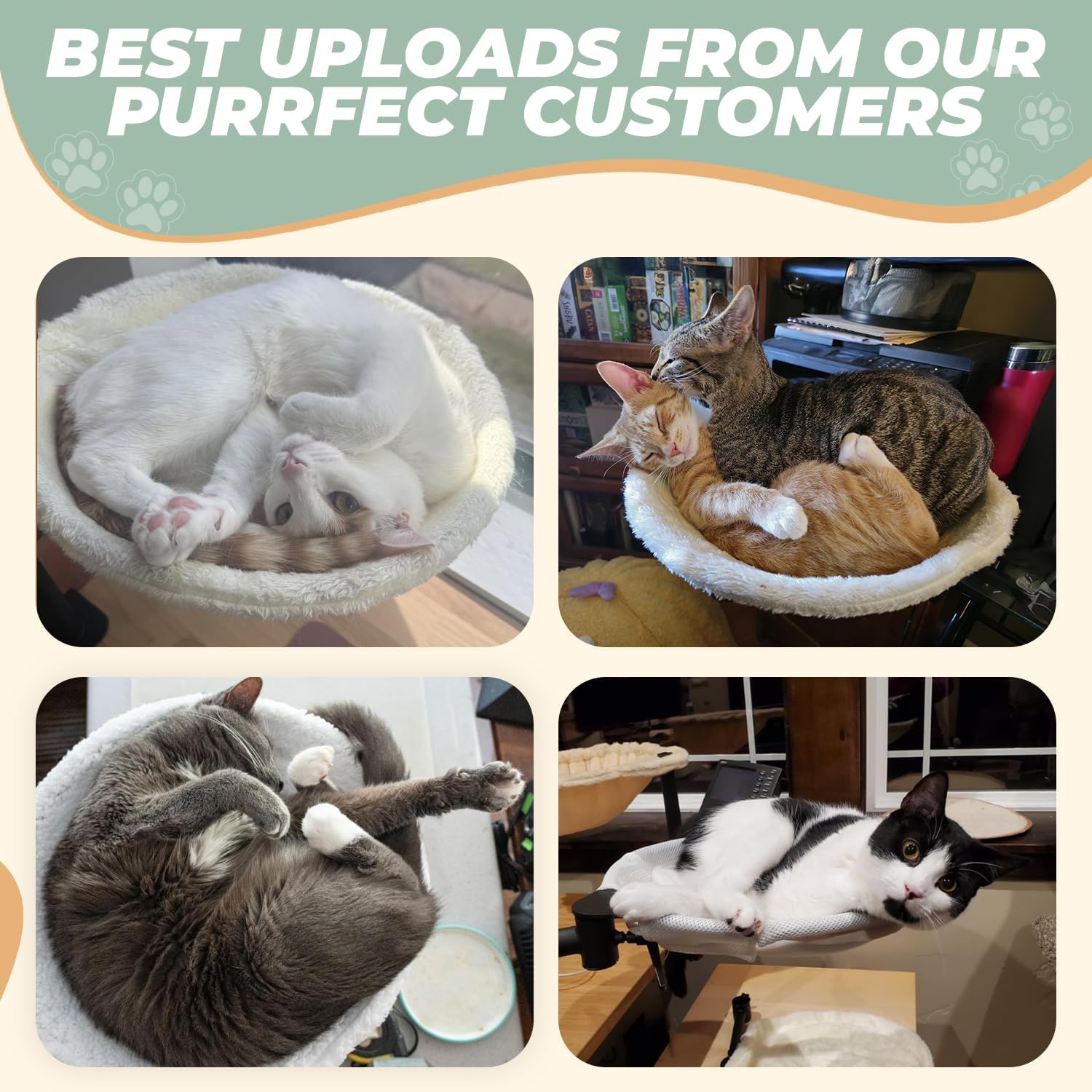 Deskside Dreamer - Cat Desk Perch, [+ Catnip Fish Toy], Comes with [2 Washable Fabrics]: Mesh and Plush, 360° Rotating & Height Adjustable [White]. Max Weight 35LBS