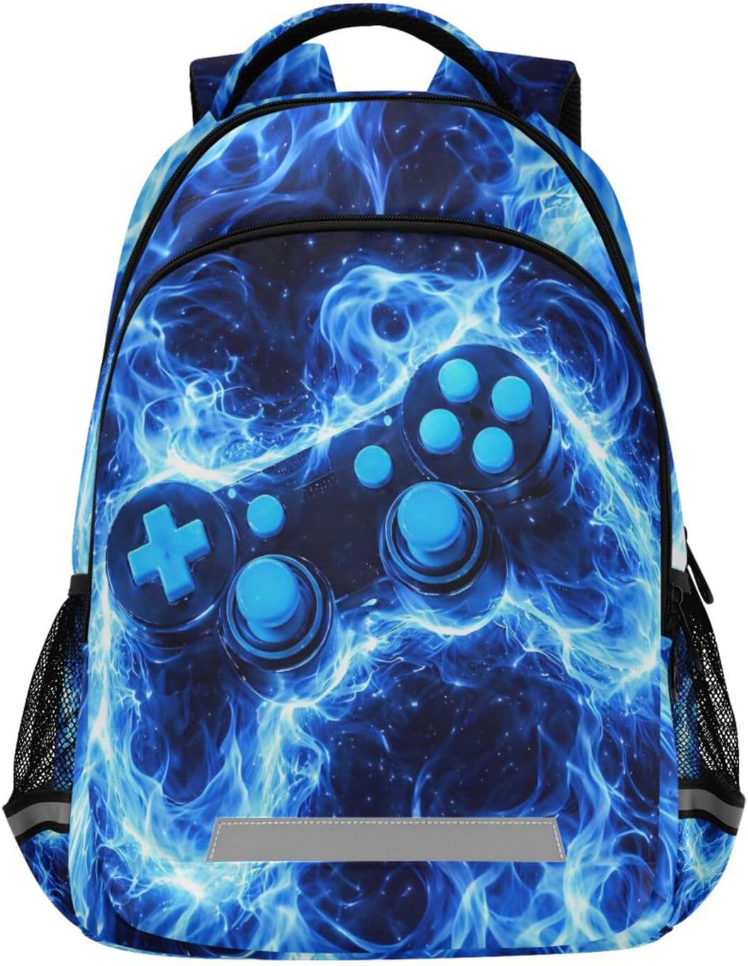 Blue Fire Gaming Controller Backpack for Boys Girls Kids Elementary Bookbag School Bag Students Daypack Travel Rucksack