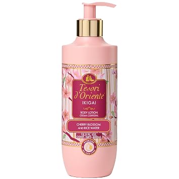 Tesori dOriente Ikigai Body Lotion, 13.5 fl oz, Daily Full Body Moisturizer with Rice Water and Vitamin B & E, Non-Greasy & Fast-Absorbing, Cherry Blossom Scented, All Skin Types