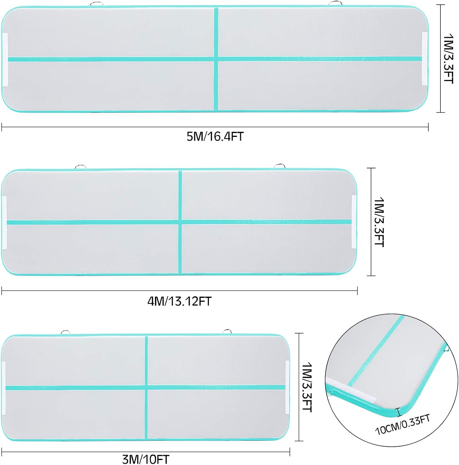 AUXSOUL Gymnastics Air Mat - 10ft/13ft/16ft Gymnastics Training Mats 4 inches Thickness - Tumble Track Tumbling Mat - Inflatable Floor Mats with Electric Air Pump : Sports & Outdoors