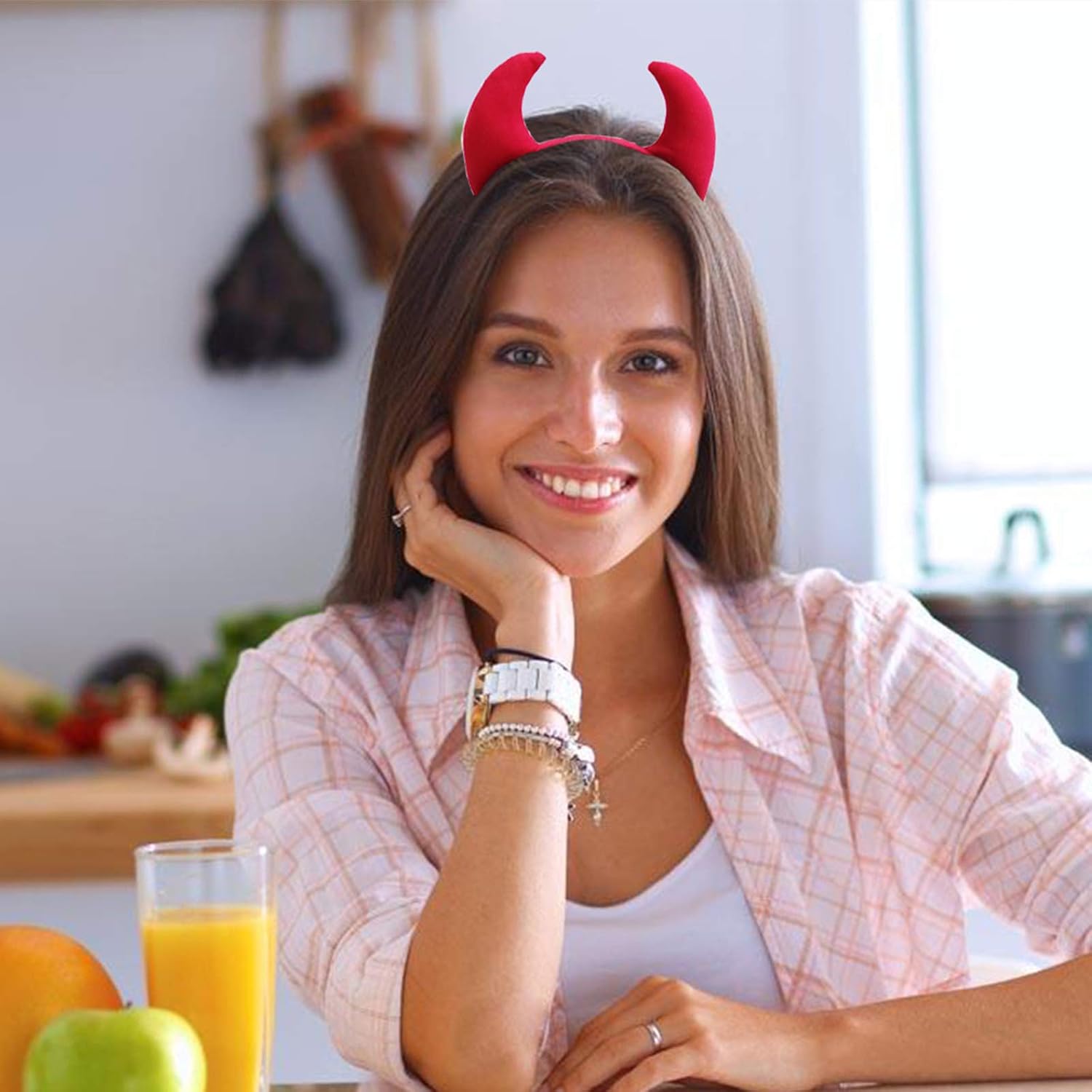 Halloween Devil Headband Devil Horns Hair Clips Hair Band Red Devils Ears Barrettes Women Devil Hairband Hair Hoop Party Decoration Cosplay Costume Headpiece Handmade Hair Accessories 4 Pack Mixed image 4