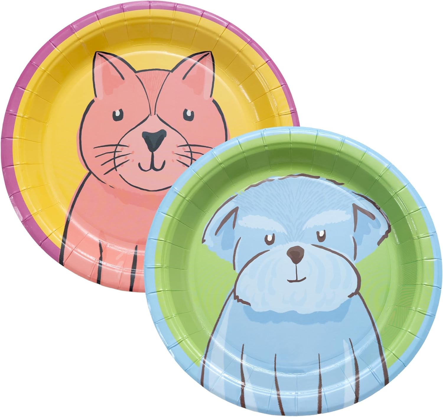 Cheerland Pet Animal Party Plates Cute Disposable Paper Plate Cat Dog Themed Tableware Fun Dinnerware For Kids Birthday Picnic Bday Celebration Playdates Baby Shower Supplies and Decorations 24pcs