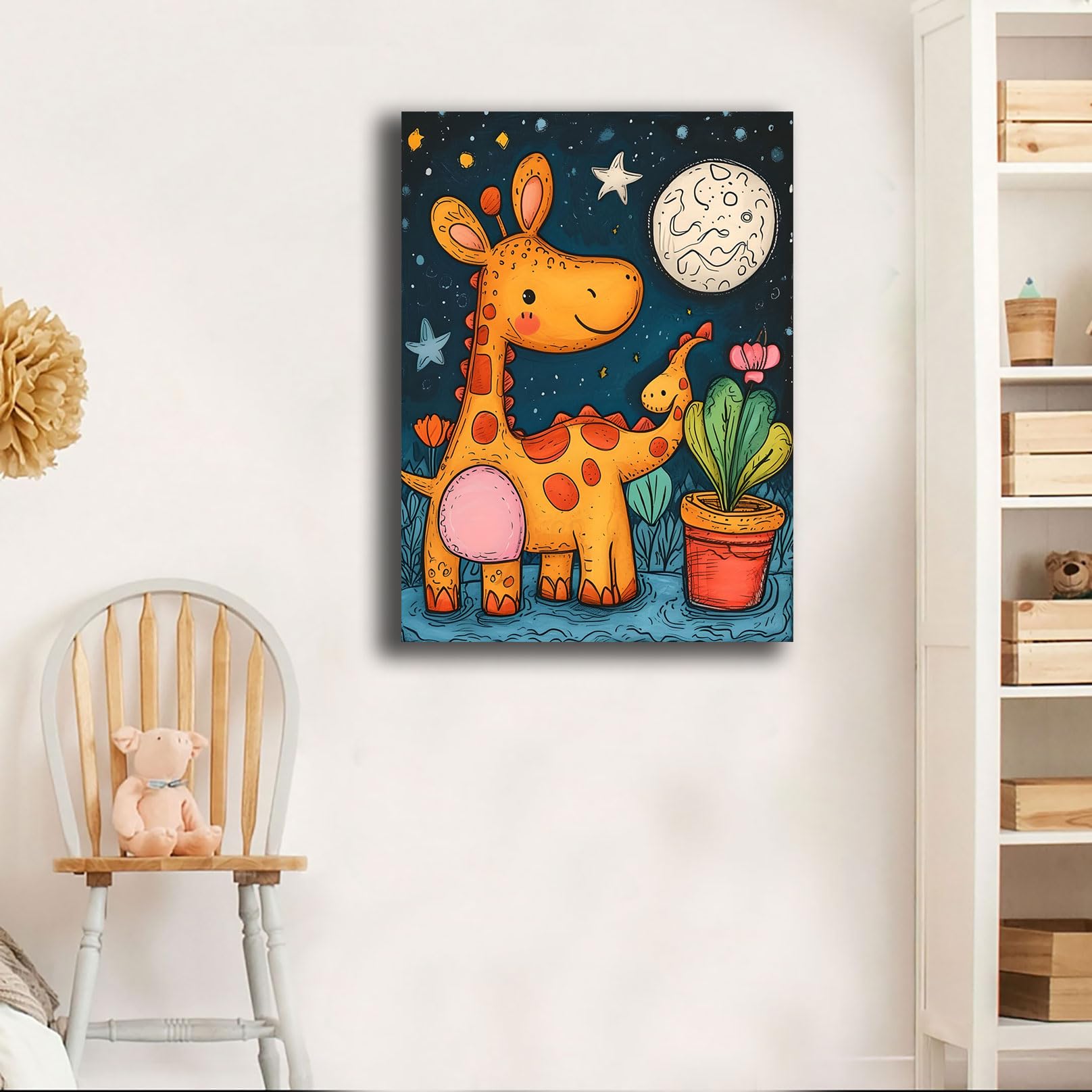 Quadro su Tela Cameretta Bambini Animali – Decorazioni Parete Nursery Neonato, Stampa Moderna per Cameretta Bimbo e Bimba, Quadri Decorativi per Casa Asilo (7, 50x70 cm, Canvas intelaiato)