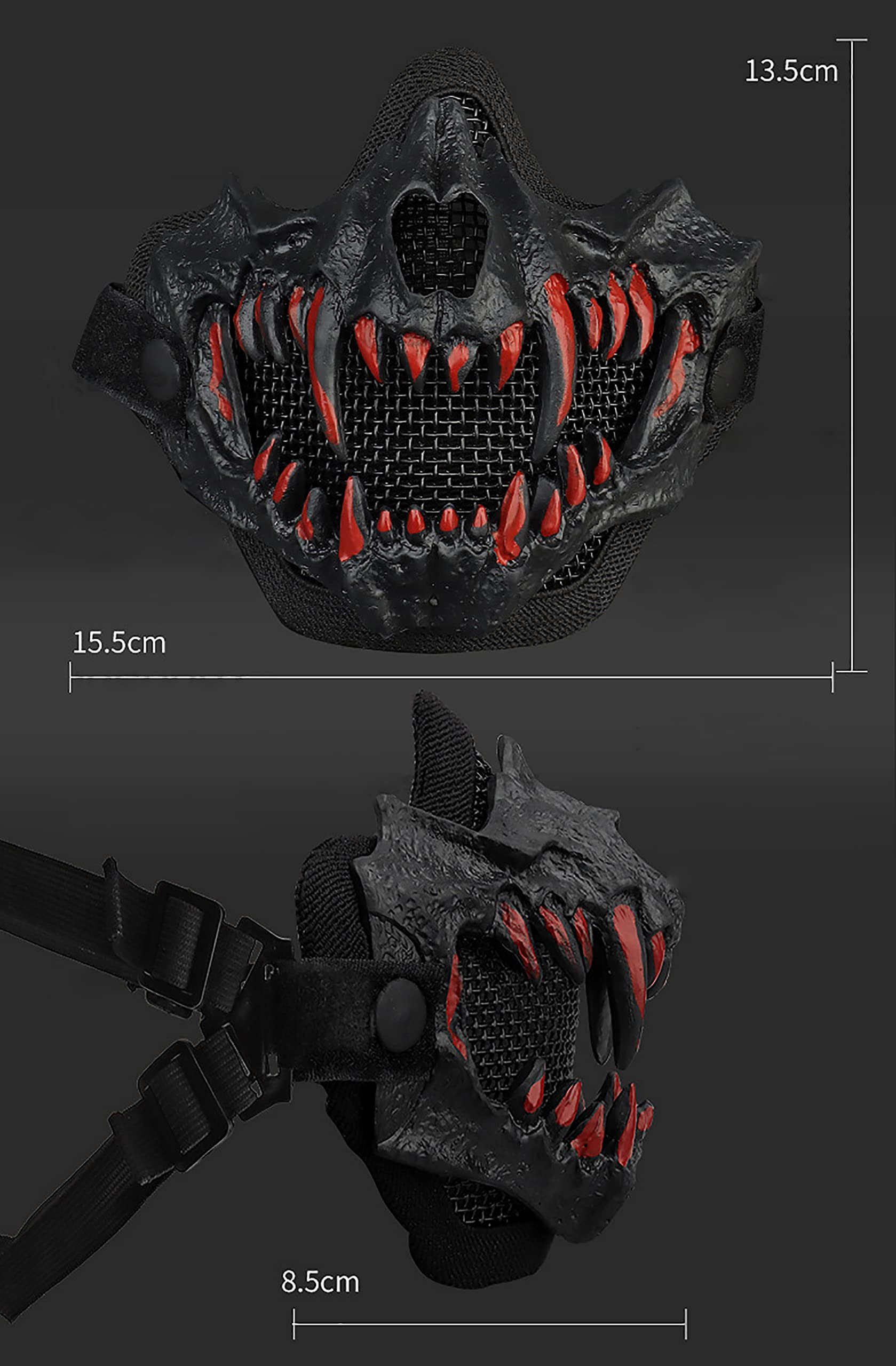 Airsoft Mesh Mask Mezza Faccia Traspirante Tattico Cranio Maschera per Paintball CS Gioco Halloween Cosplay