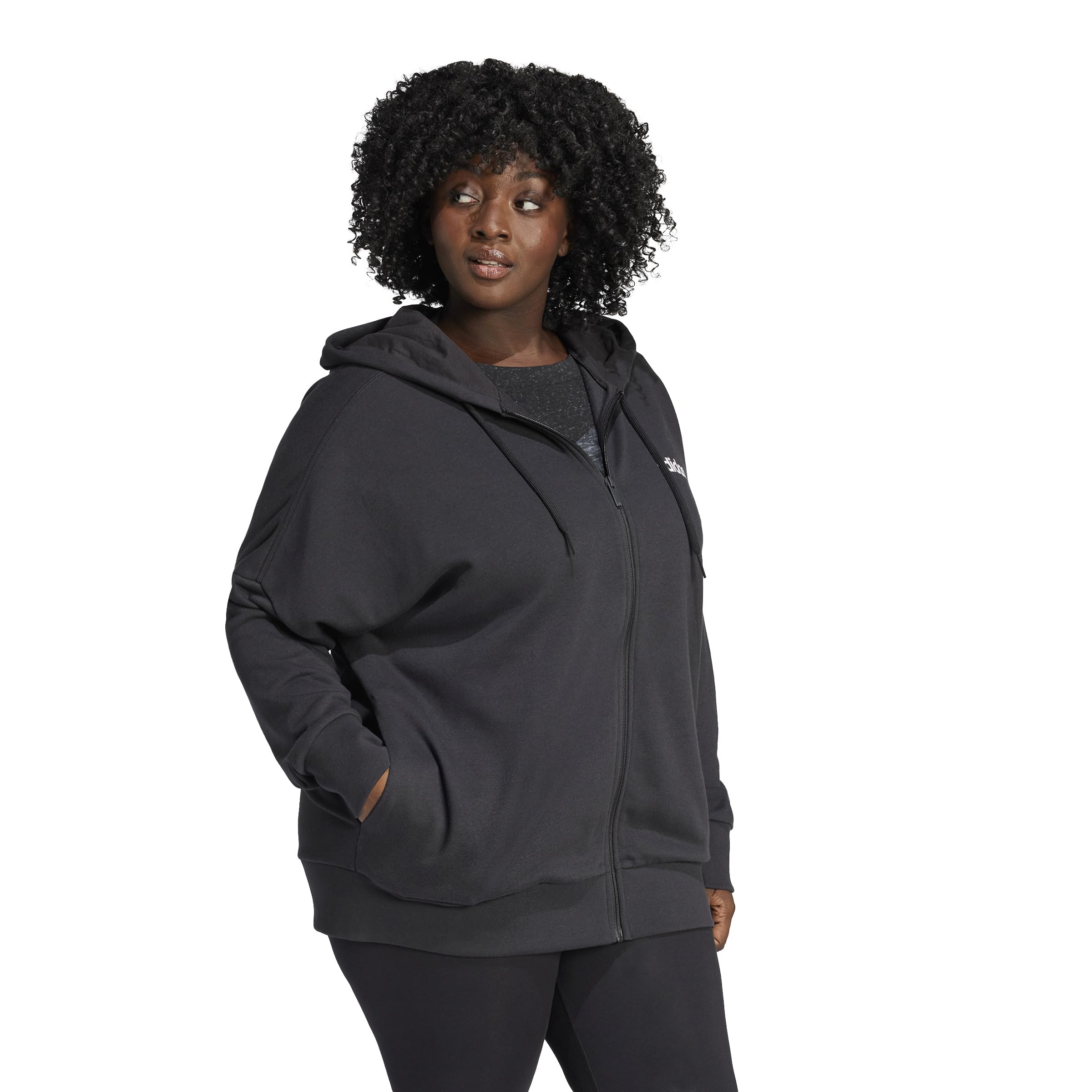 adidas Women's Chaqueta con Capucha Essentials Linear French Terry