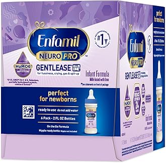 Enfamil NeuroPro Gentlease Ready-to-Feed with Smaller Proteins for Easy Digestion,Brain Supporting DHA, HuMO6* Blend, Baby Formula for easing Fussiness, Gas, Spit-up in 24hrs, 2 FL Oz, 6 count