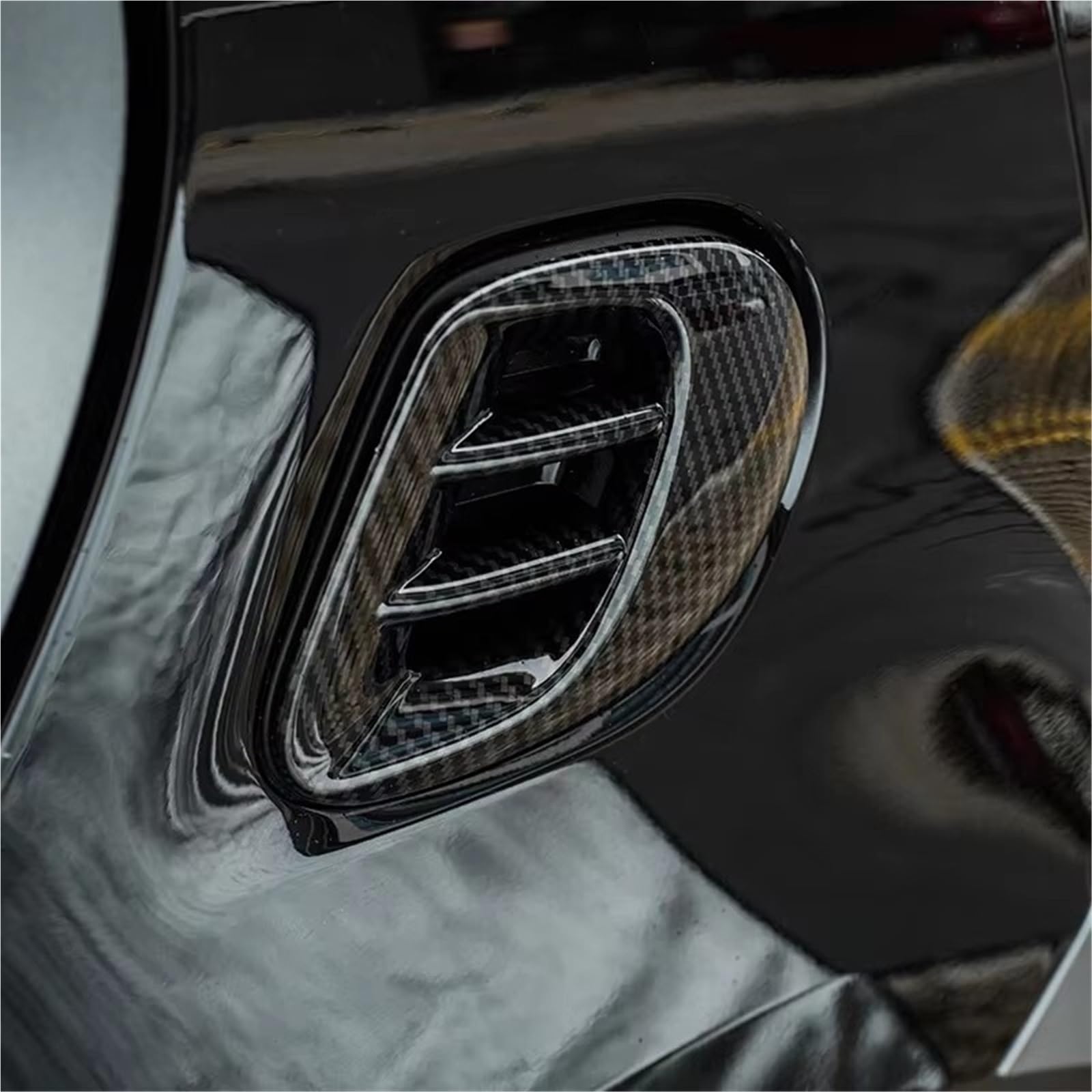 Naklejki dekoracyjne na boczne drzwi Pasuje do Smart 453 Fortwo Tylna rama wylotu powietrza samochodu Naklejki na karoserię Osłona ochronna bocznego skrzydła(Carbon fiber pattern)
