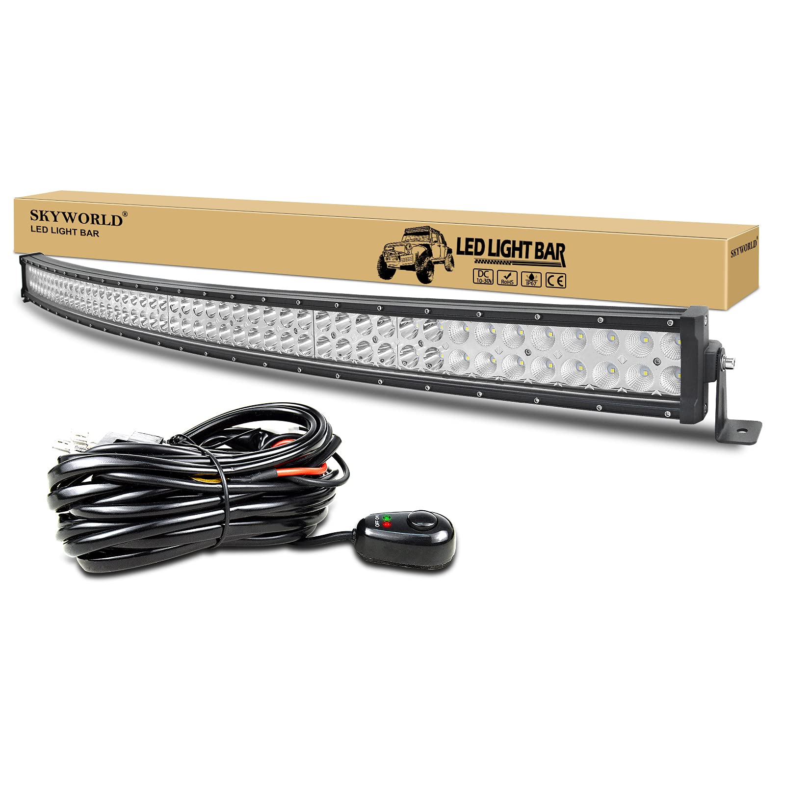 SKYWORLD 32 Zoll LED-Arbeitsleuchte 405W – Gebogener Triple-Row Combo Beam Mit Magnetfuß Für LKW, SUV, ATV