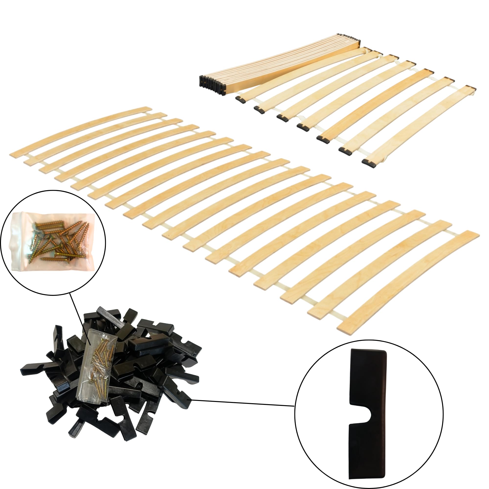 INNOVAHOME Rollrost 100x200 - Stabiler Lattenrost und Lattenrahmen | 18 Flexible Birkensperrholz Federleisten - Belastbarkeit bis 145kg - Geräuscharmer Rolllattenrost mit Schrauben