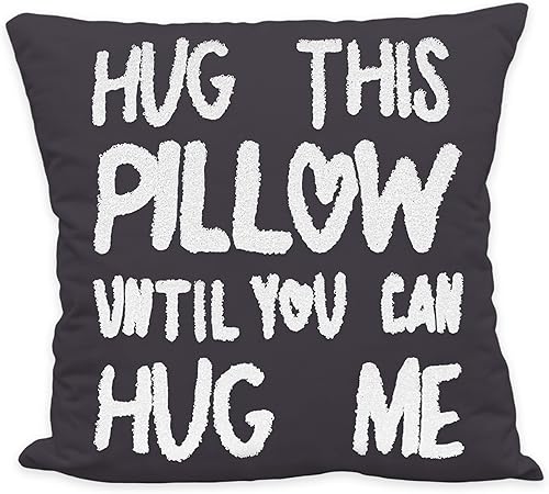 Sufamb Hug This Pillow Until You Can Hug Me - Fundas de almohada decorativas para dormitorio, funda de almohada de 18 x 18 pulgadas, regalos de