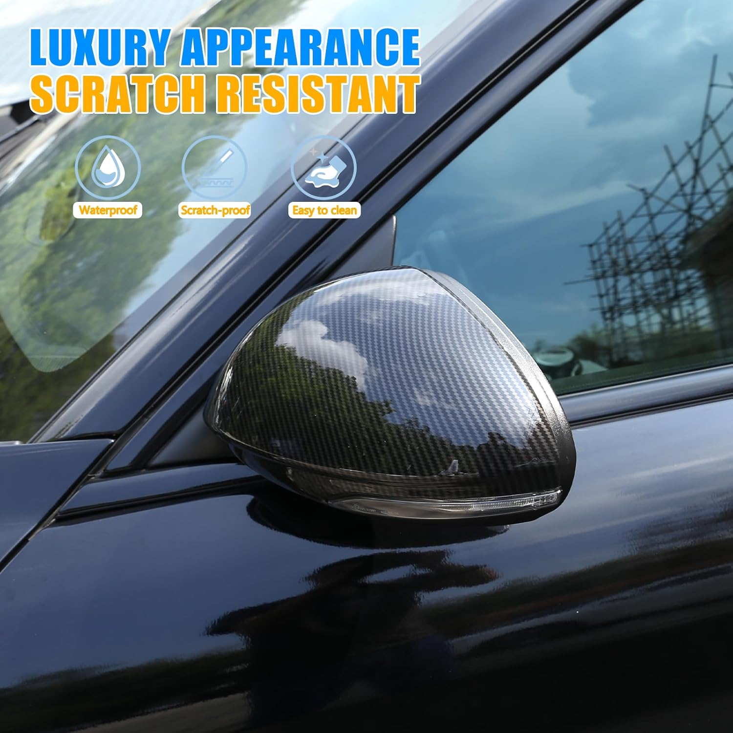LLKUANG Car Rearview Mirror Cap Decoration Cover Compatible with Alfa Romeo Giulia 2017 2018 2019 2020 2021 2022 (Carbon Fiber Style)