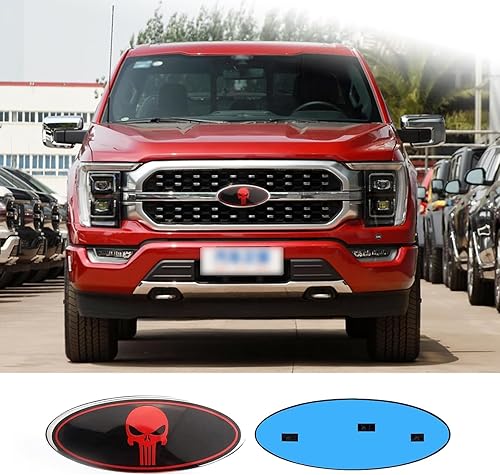 Miniatura 5 de UGSHY Paquete de 2 emblemas de rejilla delantera, etiqueta de cubierta de malla central, placa de identificación de emblema para puerta trasera,
