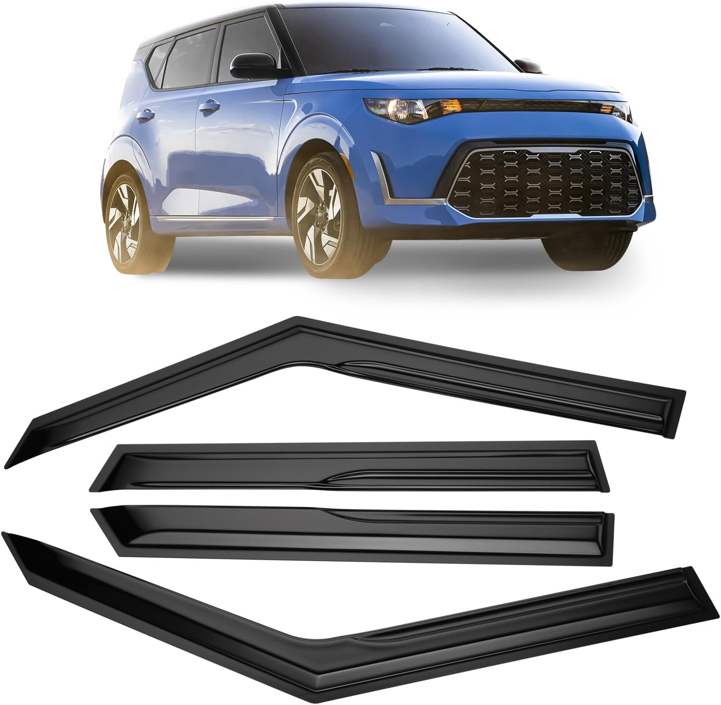Kinwrdsn Tapeon Rain Guards Side Window Window Visor Window Visor for Kia Soul 2020 2021 2022