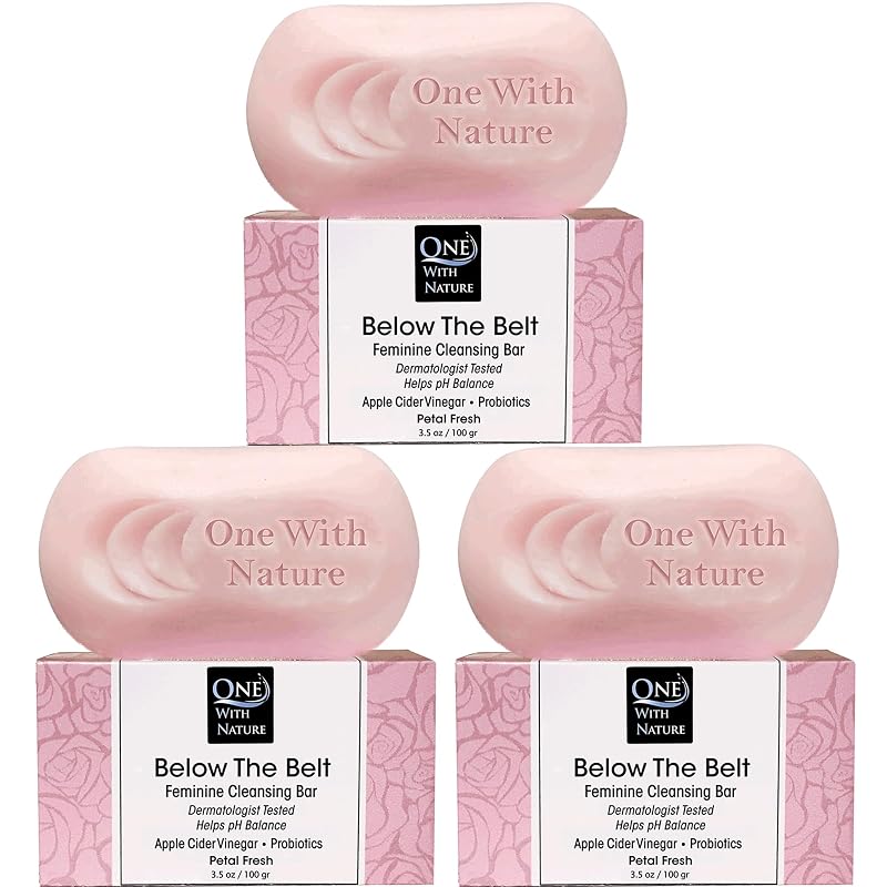 Barra de sabonete para higiene íntima One With Nature com fragrância natural de rosa, probióticos, 3 unidades