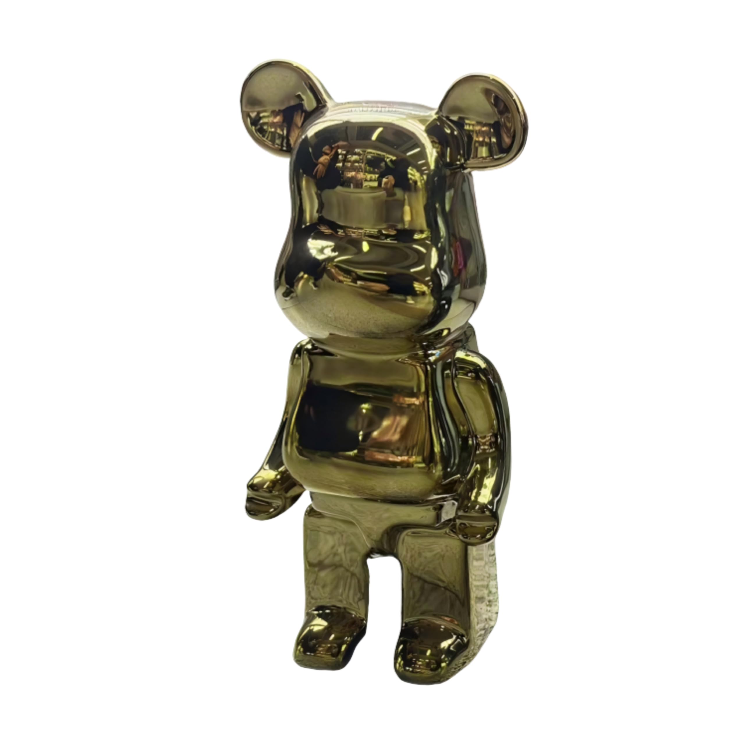 Rowen Homes Gold Pearlescent Standing Bear Sculpture - 28Cm Decorative Money Box Ornament, Glossy Modern Art Figurine For Home Decor - Luxury Interiors (Gold)