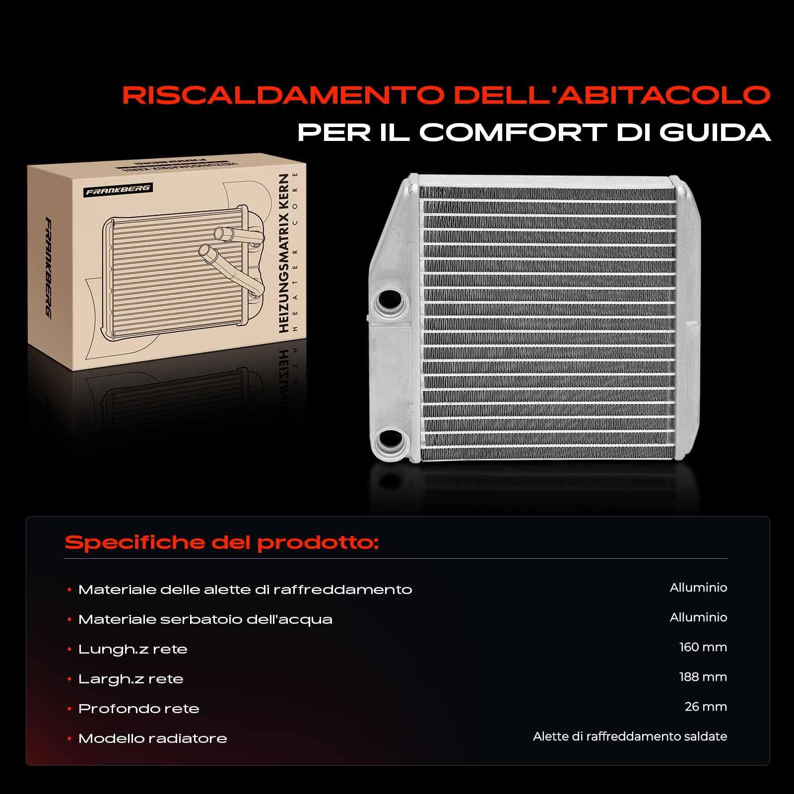 Frankberg Scambiatore di calore Riscaldamento interno Compatibile con Corsa D S07 1.2L Corsa D S07 1.0L Corsa D S07 1.4L Adam M13 1.4L Adam M13 1.2L Replace# 55702423