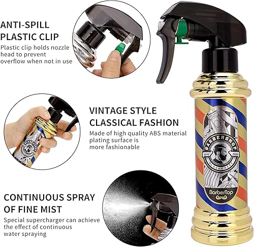 Miniatura 2 de CGBARBER Juego de herramientas de peluquería, kit de herramientas de salón de 5 piezas, incluye botella de spray, cepillo de limpieza, peine mixto