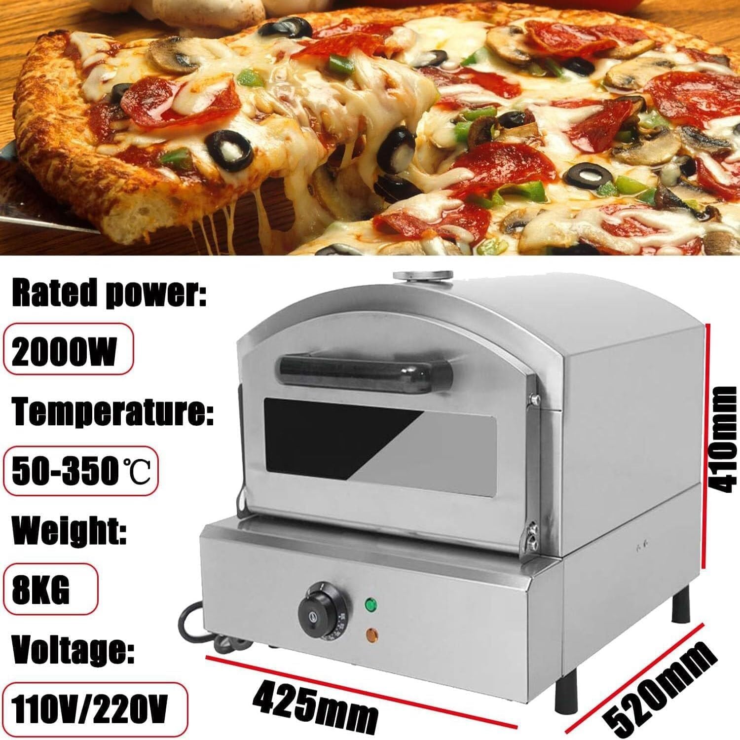 Countertop Electric/Gas Pizza Oven,Stainless Steel Drawer Oven,360° Uniform Temperature,High Temperature and Corrosion Resistance,ElectricPizzaOven-One Size