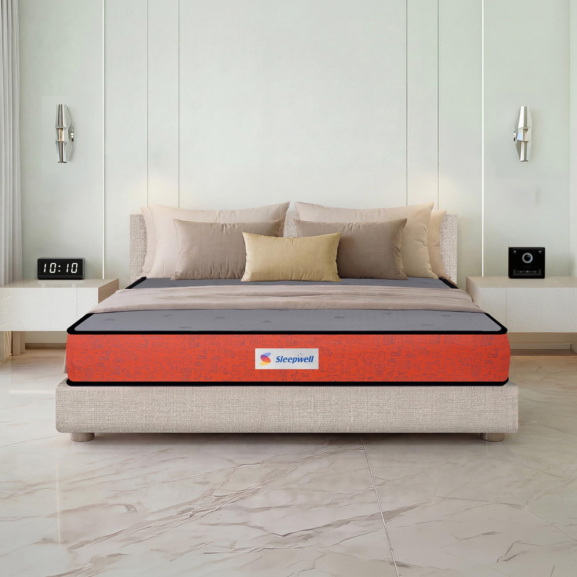 Sleepwell Dual Pro Profiled Foam Reversible 6-inch King Size, Gentle and Firm, Triple Layered Anti Sag Foam Mattress, Non Removable Cover (Grey, 78x70x6)