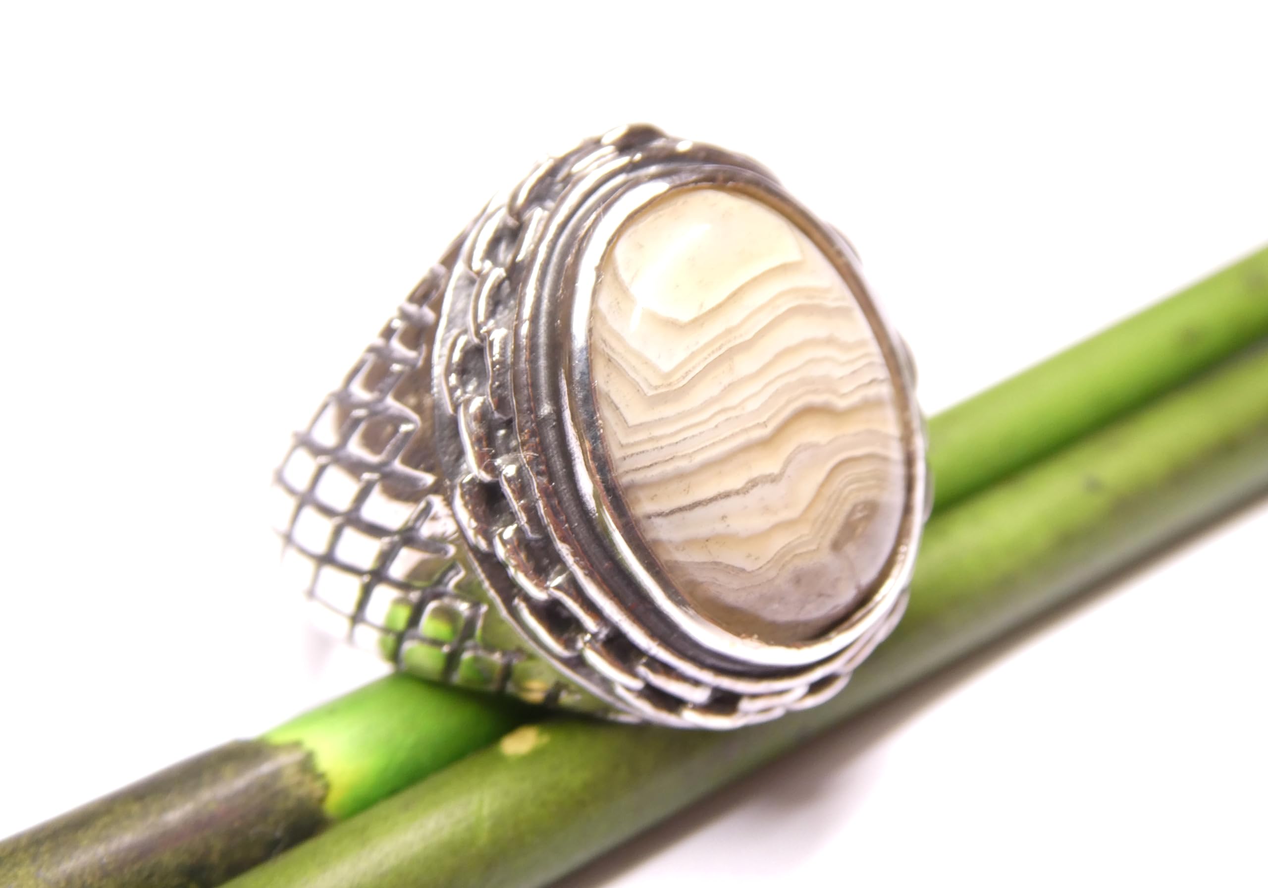 Anillo para hombre de plata de ley maciza, piedras de tamaño 60, piedra jaspe, para hombre, Plata de ley, labrarita