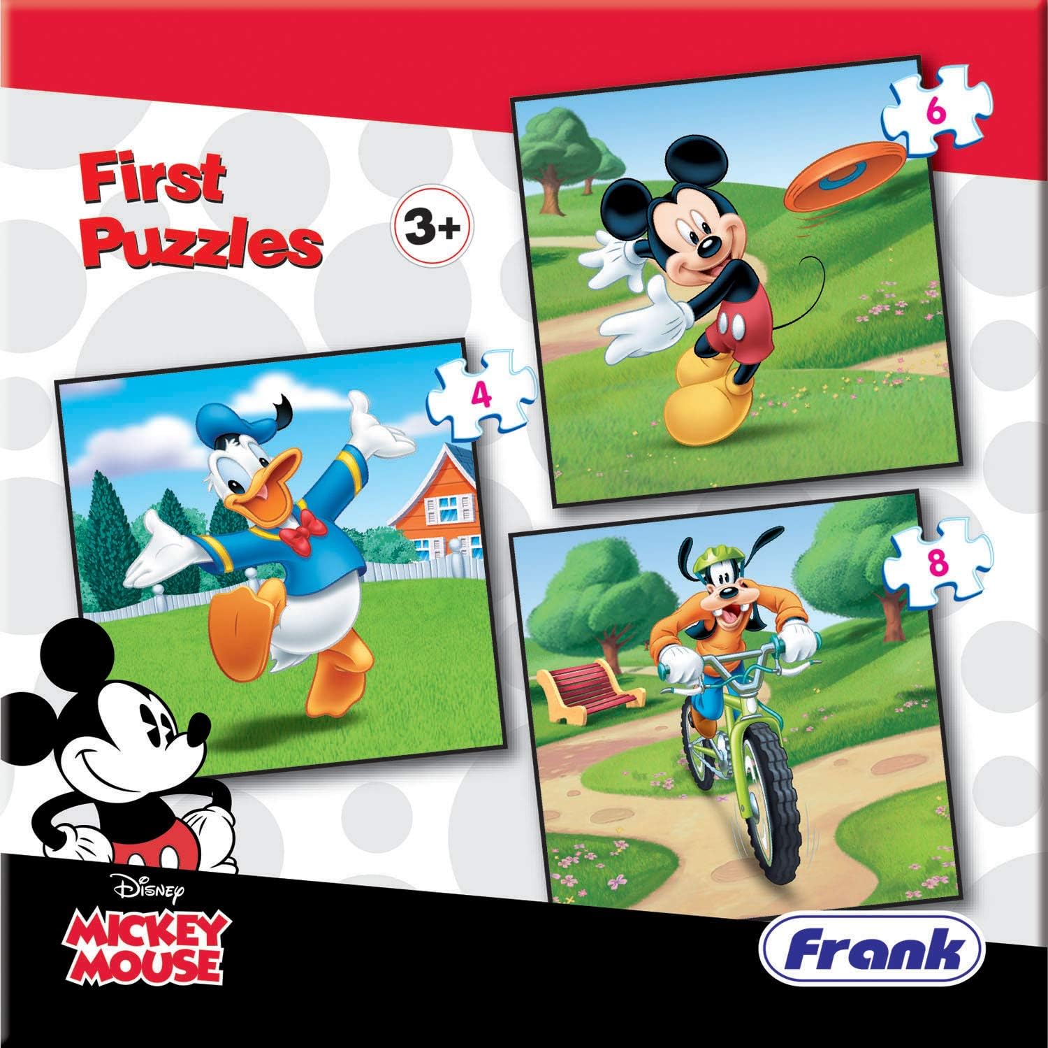 Frank Disney Cartoons Mickey Mouse & Friends First Puzzles - A Set Of 3 Jigsaw Puzzles For 3 Year Old Kids And Above,Multicolor