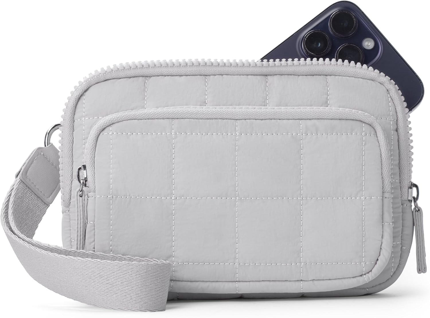 VONAL Wristlet Wallets for Women Nylon Quilted Wallet with 3 Zipper Purse for Travel Credit Card Holder Phone Organizer