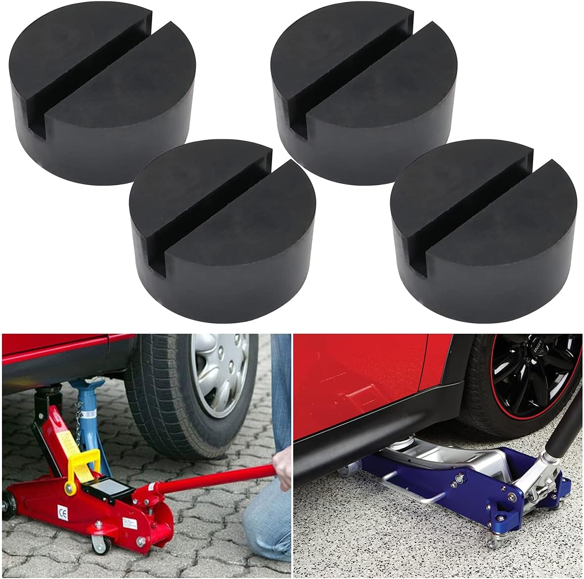AUTOXBERT Universal Rubber Jack Pad Support Pinch Weld Slotted Floor Frame Rail Adapter Car Removal Repair Tool for VW KIA Ford Renault