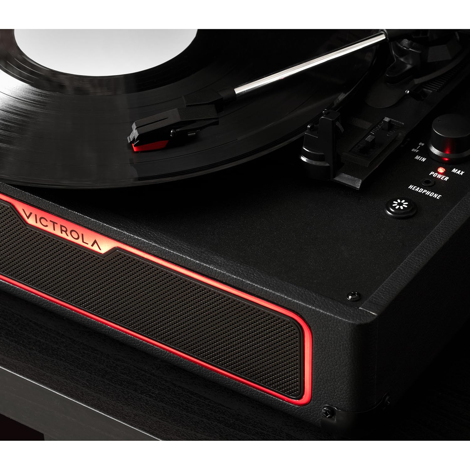 Journey Glow – Platine Vinyle Valise Portable Bluetooth avec Haut-parleurs stéréo et Basses renforcées – 18 Effets Lumineux LED RGB et Modes de Pulsation Musicale (Noir)