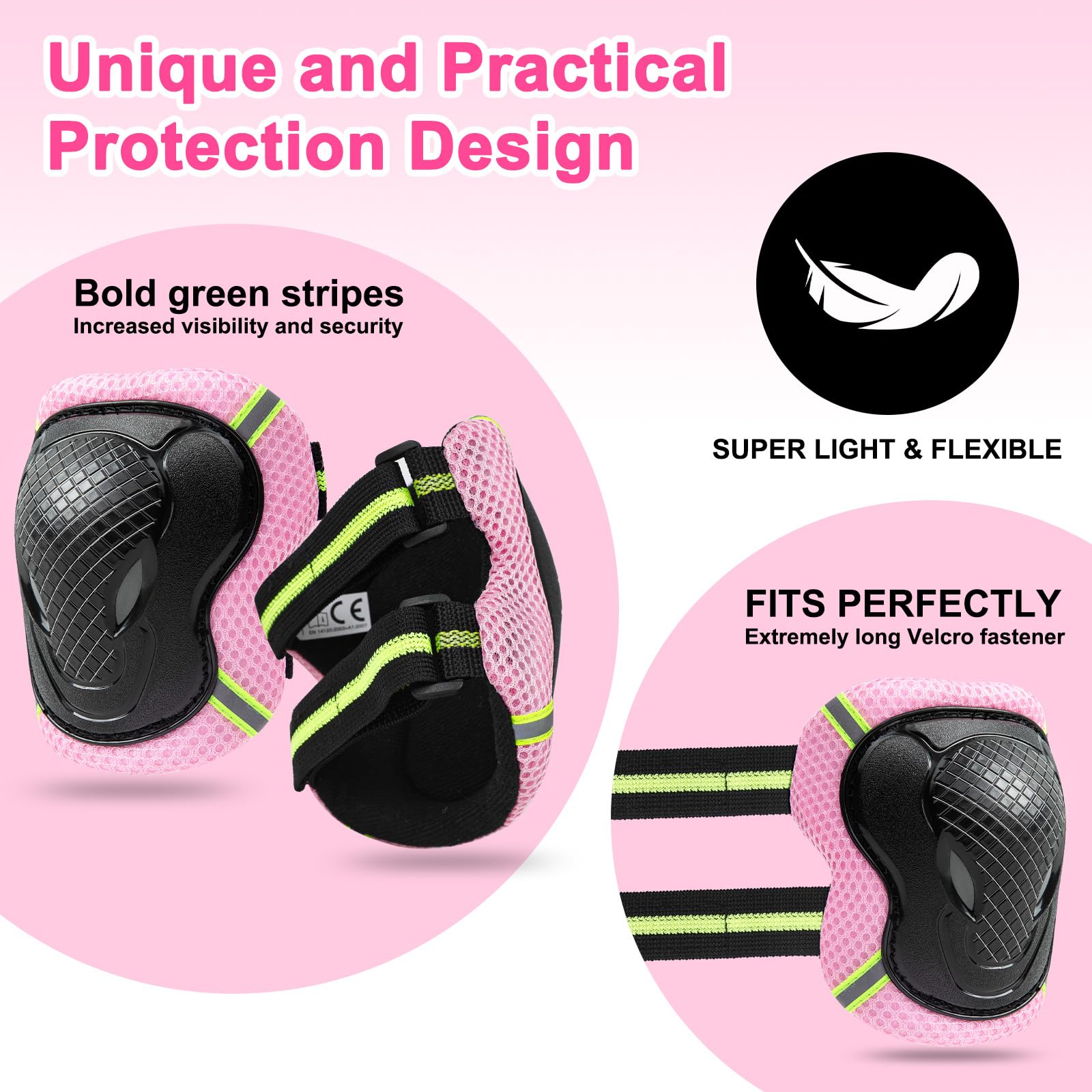 Trottinette Oxelo Rose Rollers Kit Protection Genouillères Coudières Poignets