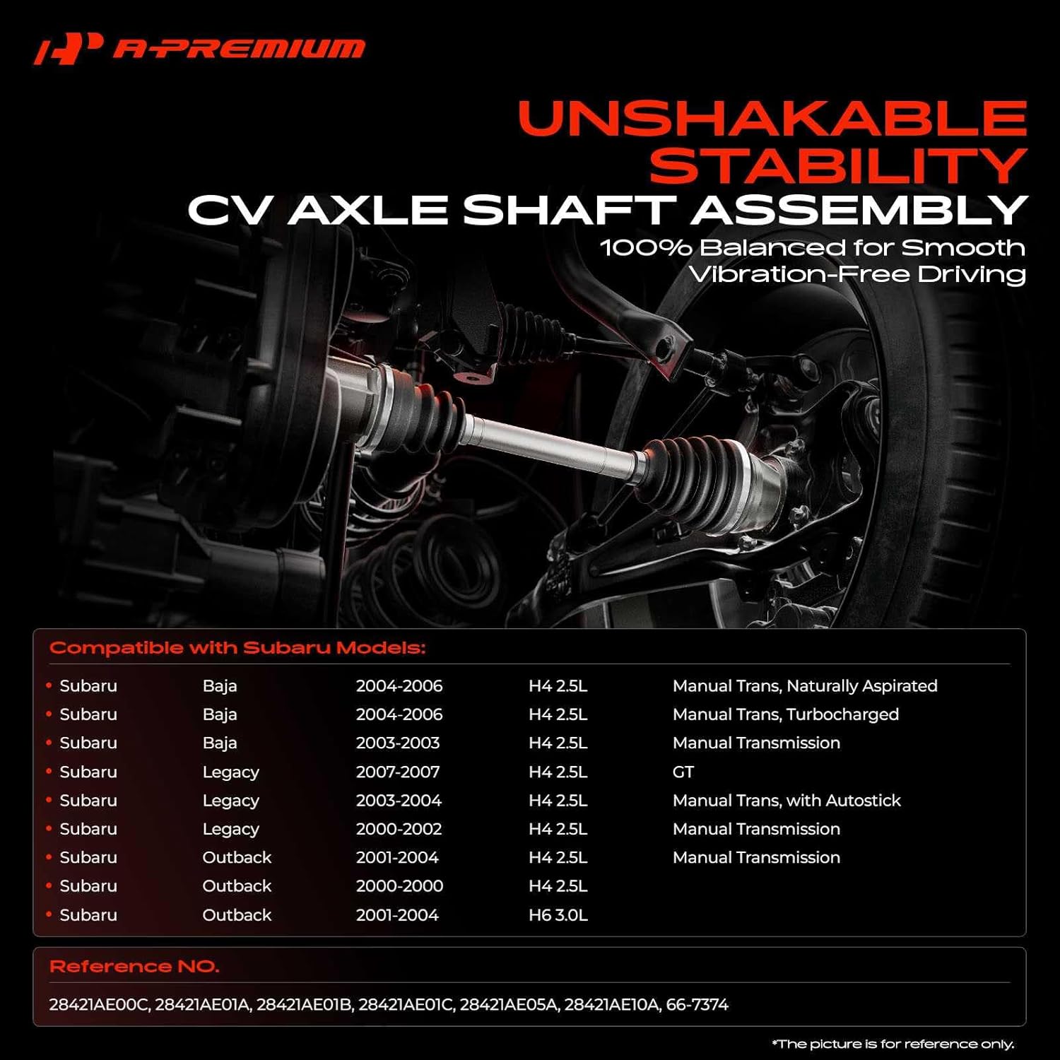 A-Premium CV Axle Shaft Assembly Compatible with Subaru Outback 2000-2004, Legacy 2000-2004 2007, Baja 2003-2006, H4 2.5L H6 3.0L, Replace# 28421AE00C, 28421AE01A