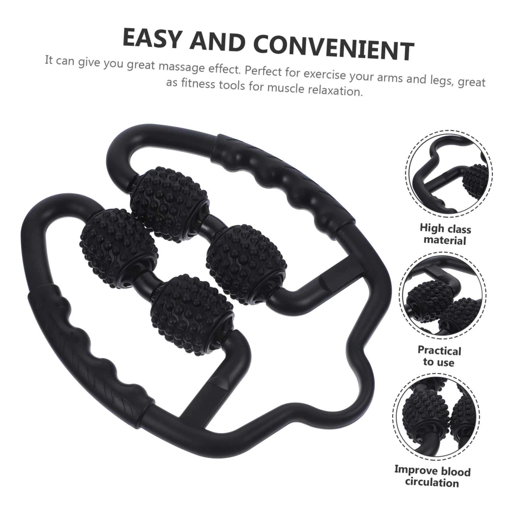 Yardwe Rodillo de Fitness y Masajeador Rodante para Alivio de Músculos Tensos, Uso en Casa y Gimnasio, Adecuado para Brazos, Piernas y Espalda, Diseño Ergonómico Agarre Cómodo