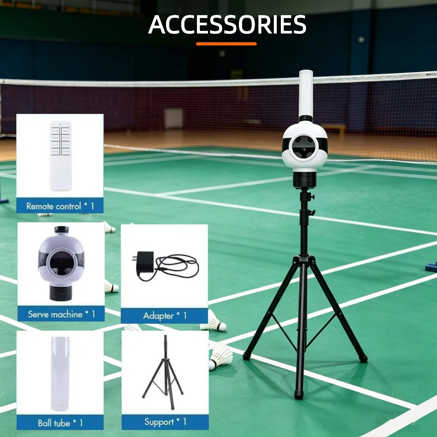 Automatic Badminton Serving Machine w/Remote Control, Automatic Shuttlecock Launcher,Badminton Launcher Robot,Shuttlecock Throwing Machine,6 Serving Modes,Adjustable Angle