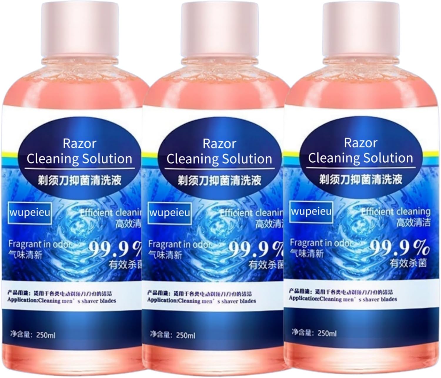 250ml Razor Cleaning Solution, Compatible With Braun, Compatible With Philips, Compatible With Panasonic. Suitable For 99% Of Razors And Hair Clippers(3 pcs)