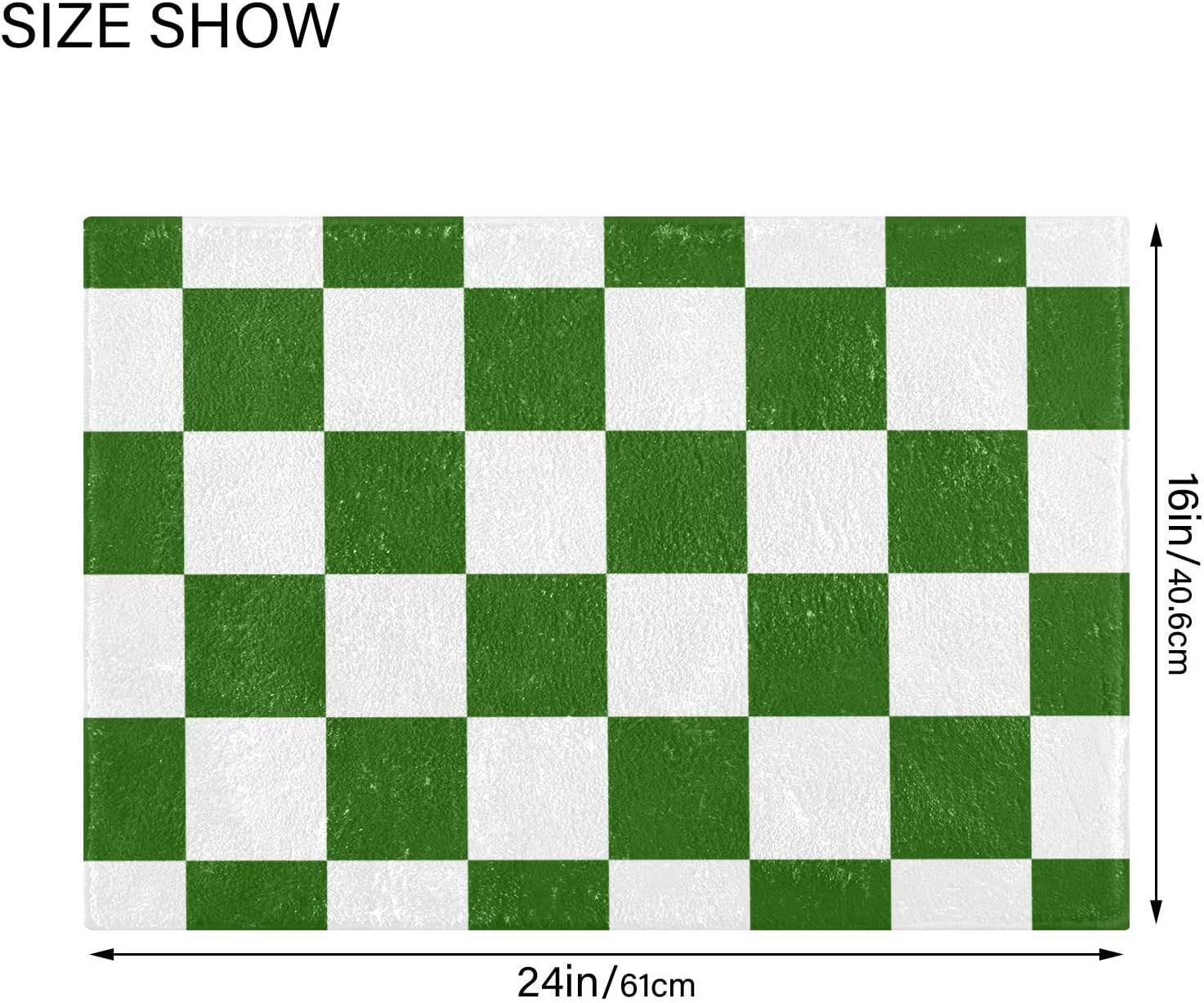 Checkerboard White Green Plaid Bathroom Rugs Mats Soft Absorbent Bathroom Rug Mat Washable Bath Mats Rugs for Bathroom Floor Non Slip Bath Rug Mat for Bath Bedroom Door, Bathroom Rugs Sets 2 Piece