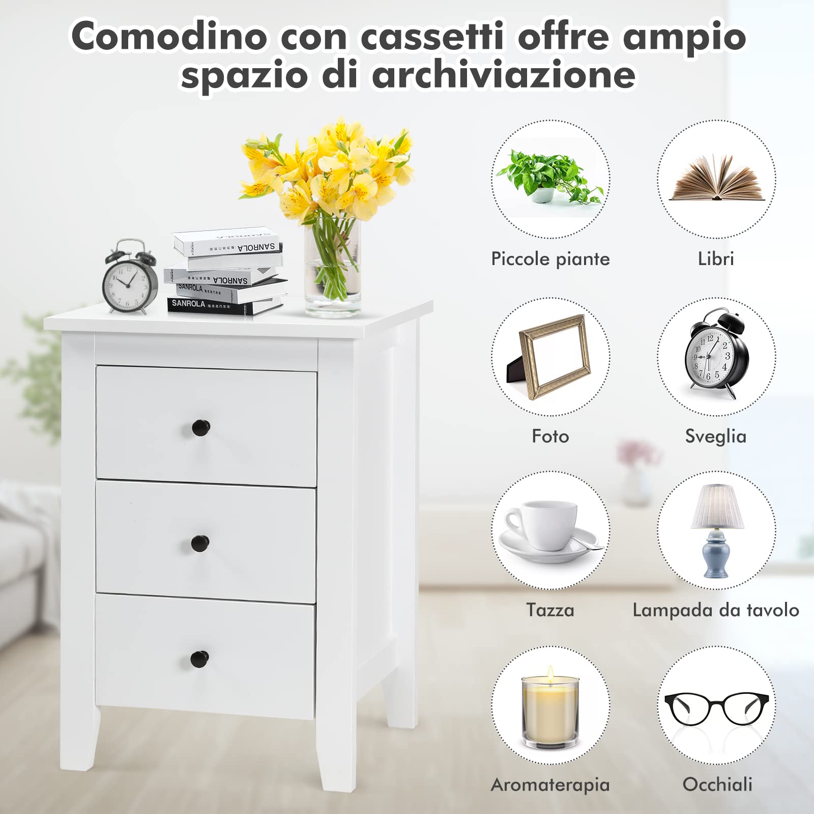 Yaheetech Tavolino Laterale da Letto Tavolino da Salotto Tavolino Basso