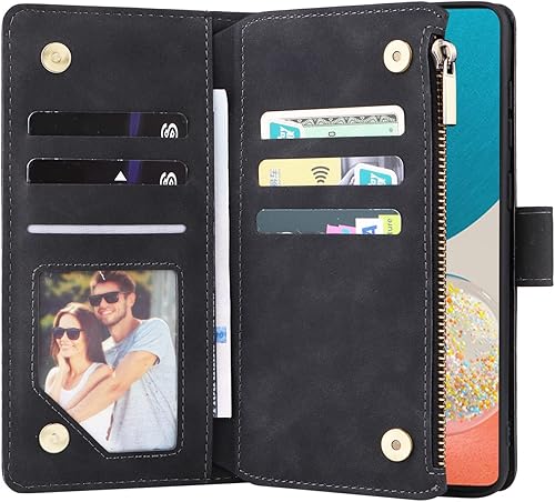 Miniatura 2 de UEEBAI Funda tipo cartera para Samsung Galaxy A53 5G, PU Funda de cuero con cierre magnético Bolso con cremallera Estuche de bolsillo con cremallera
